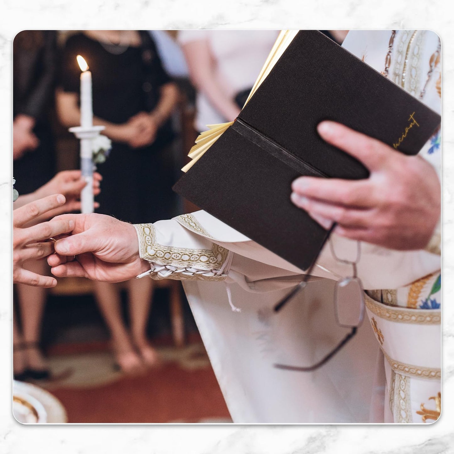 Engrowtic Black Wedding Officiant Book with Black Ink Pen 5.25 x 8.25 Inch Hardcover Journal Notebook with 192 Pages Officiant Gift Pastor Gift for Wedding Ceremony Sermon Minister (Classic)