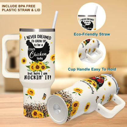 Chicken 40Oz Tumbler With Handle - Mothers Day & Birthday Gift Idea For Chicken Lovers