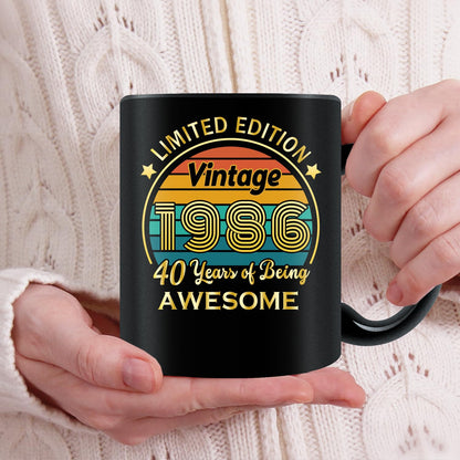 QUPT 40th Birthday Gifts for Women Men, 40th Birthday Gifts for Him, 1986 Birthday Gifts for Women Men, 40 Years Old Gifts, 1986 Birthday Gifts for Her Him, 40th Birthday Presents Coffee Mug