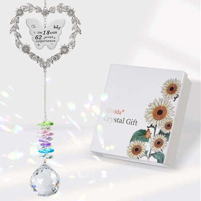 80th Birthday Gifts for Women, Happy 80th Birthday Suncatcher for Her, Thoughtful 80 Bday Crystal Ornament for Wife, Mom, Grandma, Sister, Aunt, Turning 80 Year Old Rainbow Marker