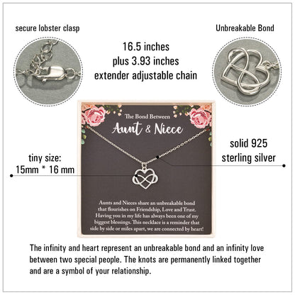 RareLove Aunt Gifts - Niece Gifts from Auntie 925 Sterling Silver Tiny Infinity Heart Necklaces for Women,Aunt Niece Necklace
