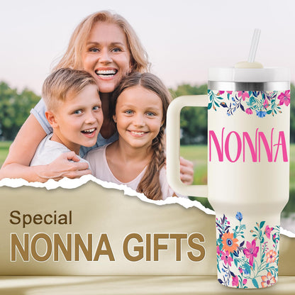 ROSTANTEN Nonna Gifts Nonna Birthday Gifts for Nonna Best Nonna Gift from Grandkids for Mothers Day Christmas 40oz Travel Cup Insulated Tumbler with Lid & Straw