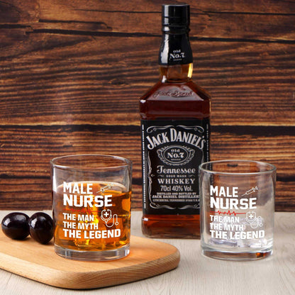 Futtumy 10Oz Male Nurse Whisky Glasses, Nurses Week Gifts for Men Male, Nurse Practitioner Nursing Student Gifts for Practitioner Graduate