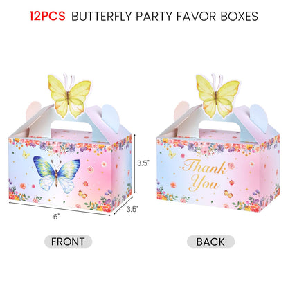 VGOODALL 12PCS Butterfly Party Favor Boxes, Goodie Gable Treat Box Paper Candy Containers for Birthday Baby Shower Wedding Party
