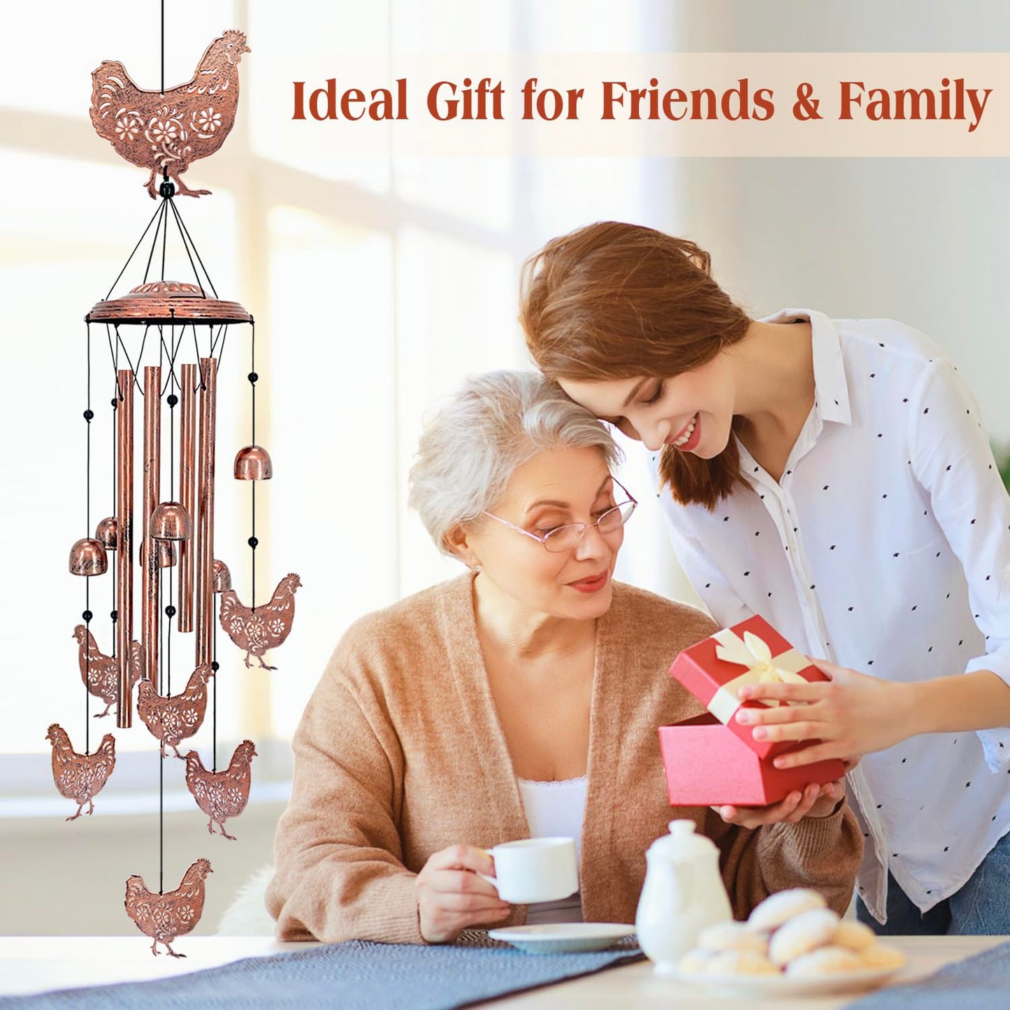 Chicken Wind Chimes for Outside,Chicken Gifts for Women/Men/Sympathy/Memorial Gifts/Birthday Festival Metal windchimes Outdoors/Indoors,Patio,Garden Decor,Home,Yard