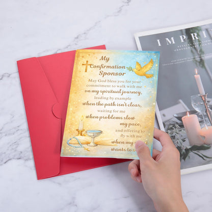 Confirmation Sponsor Cards-Confirmation Sponsor Gifts for Women Men Godmother Godfather Sponsors Appreciation Gifts-Easter Basket Stuffers Christian Catholic Confirmation-Cards from Teenage Boy Girl