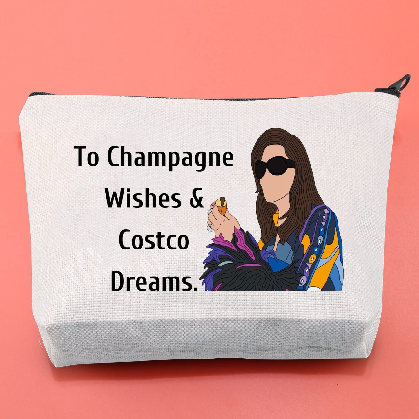 BLUPARK Real Housewife Makeup Bag Reality TV Gift To Champagne Wishes and Costco Dreams Cosmetic Bag for Fans(Champagne Wishes)