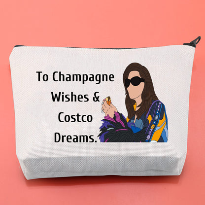 BLUPARK Real Housewife Makeup Bag Reality TV Gift To Champagne Wishes and Costco Dreams Cosmetic Bag for Fans(Champagne Wishes)