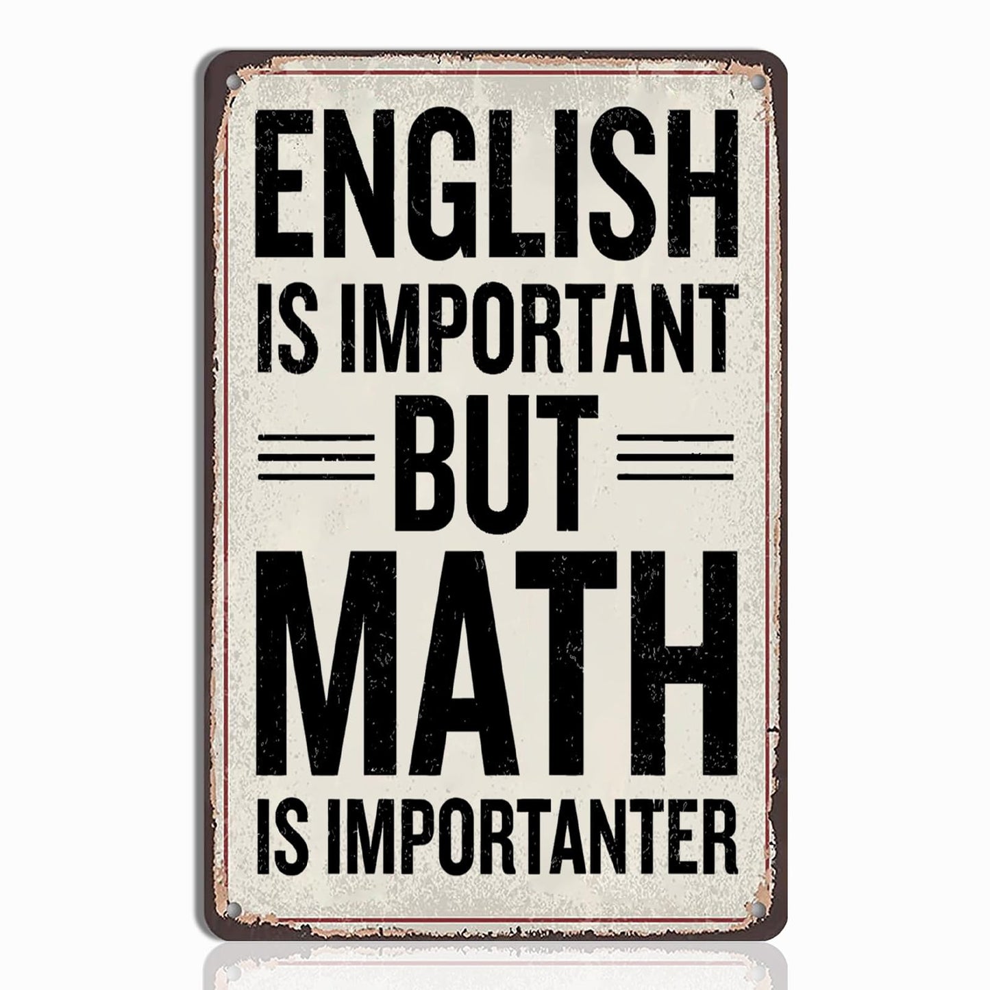 Funny Math Posters - Math Teacher Gift, Tin Sign Wall Art, Ideal Gifts for Math Teachers, Middle School & High School Classroom Decor, 8x12 Inch Metal Sign