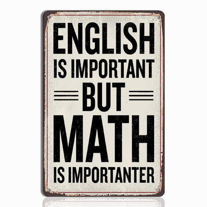 Funny Math Posters - Math Teacher Gift, Tin Sign Wall Art, Ideal Gifts for Math Teachers, Middle School & High School Classroom Decor, 8x12 Inch Metal Sign