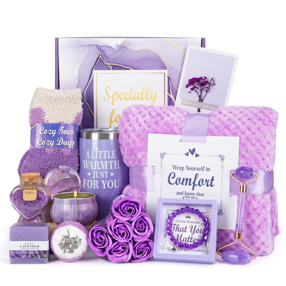 Mother’s Day Gift Basket for Women, Birthday Self Care Gifts for Her, Spa Gift Basket with Blanket, Get Well Soon & Thinking of You Care Package for Mom, Wife, Friend, Sister, Valentine’s Day Gift