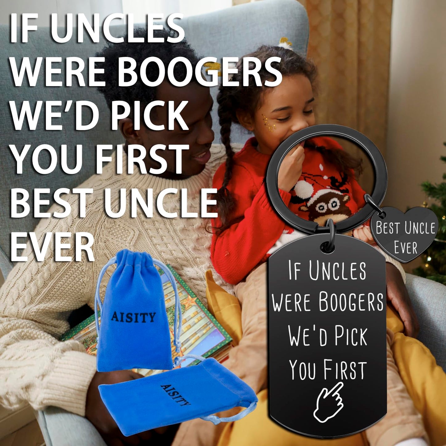 Aisity Uncle Gifts for Fathers Day Uncles Gifts from Niece Nephew Funny Keychain Best Uncles Ever Gift