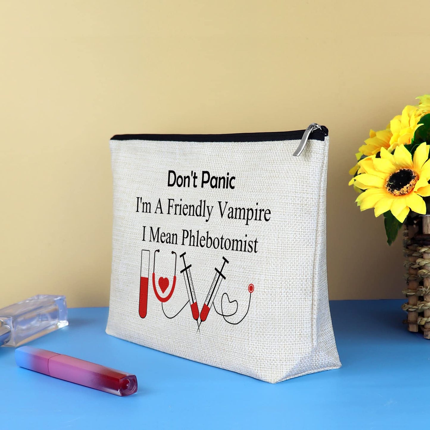 Funny Nurses Makeup Bag Gift Phlebotomist Gifts Phlebotomy Technician Phlebotomist Nurse Gifts Cosmetic Bag Pouch for Women Nurses' Day Birthday Gift for Technician Hematologist Medical Technologist