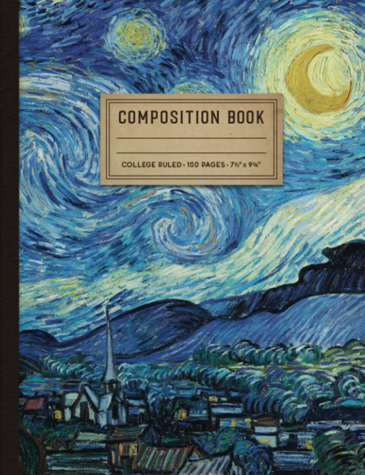 Vincent Van Gogh College Ruled Composition Notebook Starry Night: Lined Notebook for school, work or journaling | Gift for Art Students