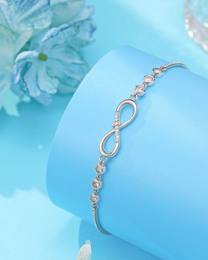 Eryuor Confirmation Baptism Gifts-Love is Forever Infinity Cross Bracelet Christian Gifts for Women Teens