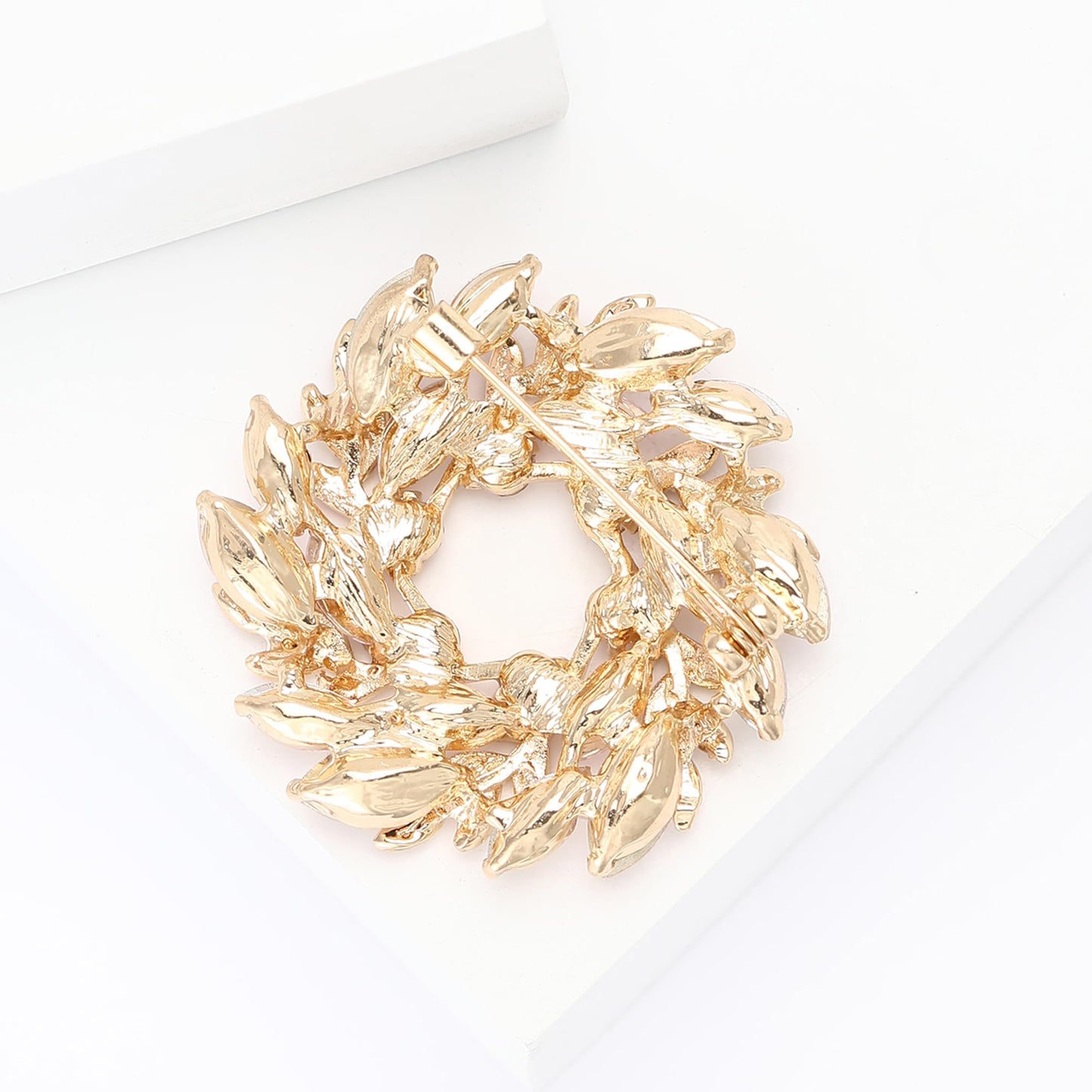 Fashionable Rhinestone Wreath Brooch for Women Ukrainian Blue and Yellow Wheat Ear Brooch Dress Suit Pin Accessories Party Banquet Gift
