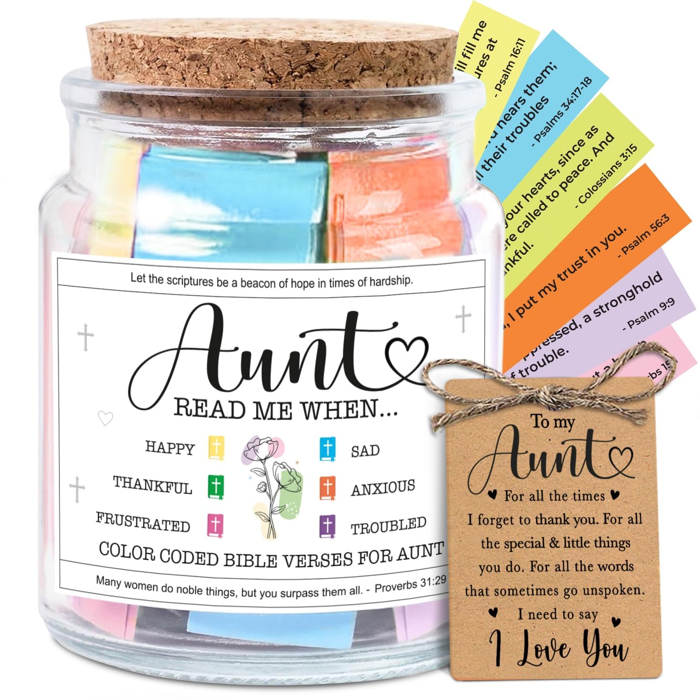 NewEleven Gifts For Aunt - Aunt Birthday Gift From Niece, Newphew, Kids - Auntie Gift Ideas, Christian Gifts For Aunts - Bible Verse Jar