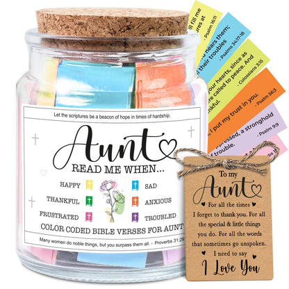 NewEleven Gifts For Aunt - Aunt Birthday Gift From Niece, Newphew, Kids - Auntie Gift Ideas, Christian Gifts For Aunts - Bible Verse Jar