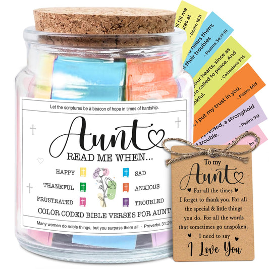 NewEleven Gifts For Aunt - Aunt Birthday Gift From Niece, Newphew, Kids - Auntie Gift Ideas, Christian Gifts For Aunts - Bible Verse Jar