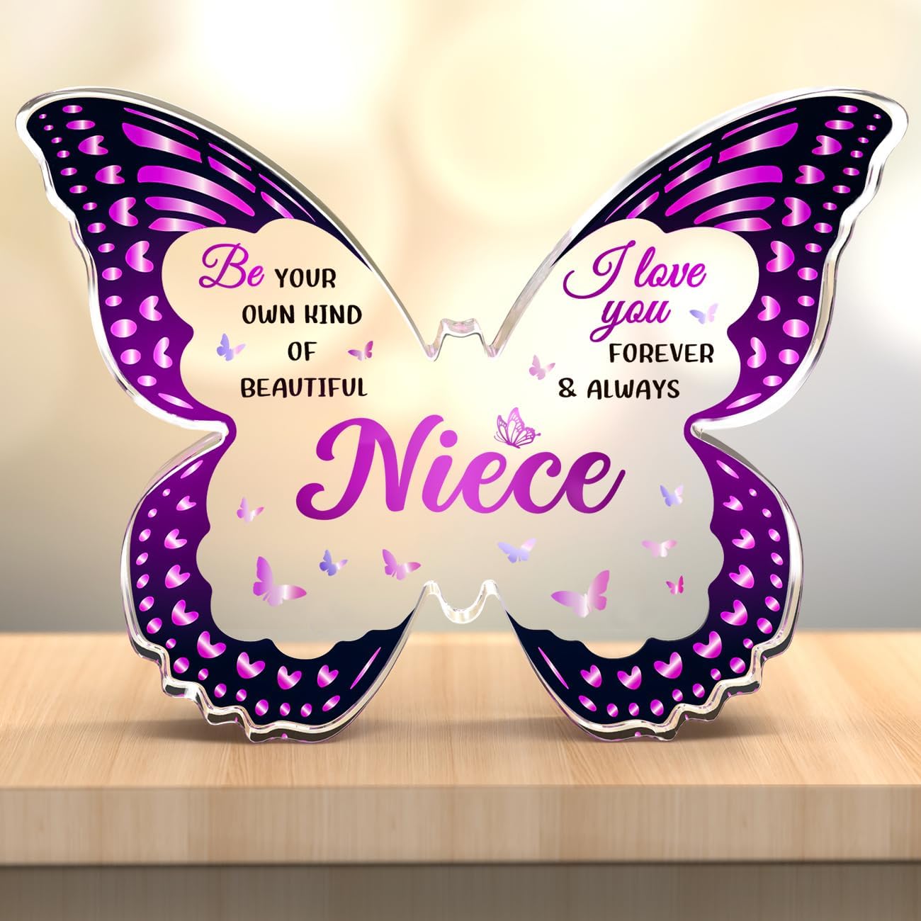Niece Gifts from Auntie Aunt, Birthday Gifts for Nieces from Aunt, Graduation Mothers Day Valentines Christmas - Butterfly 5x3.8 IN Acrylic Decorative Plaques