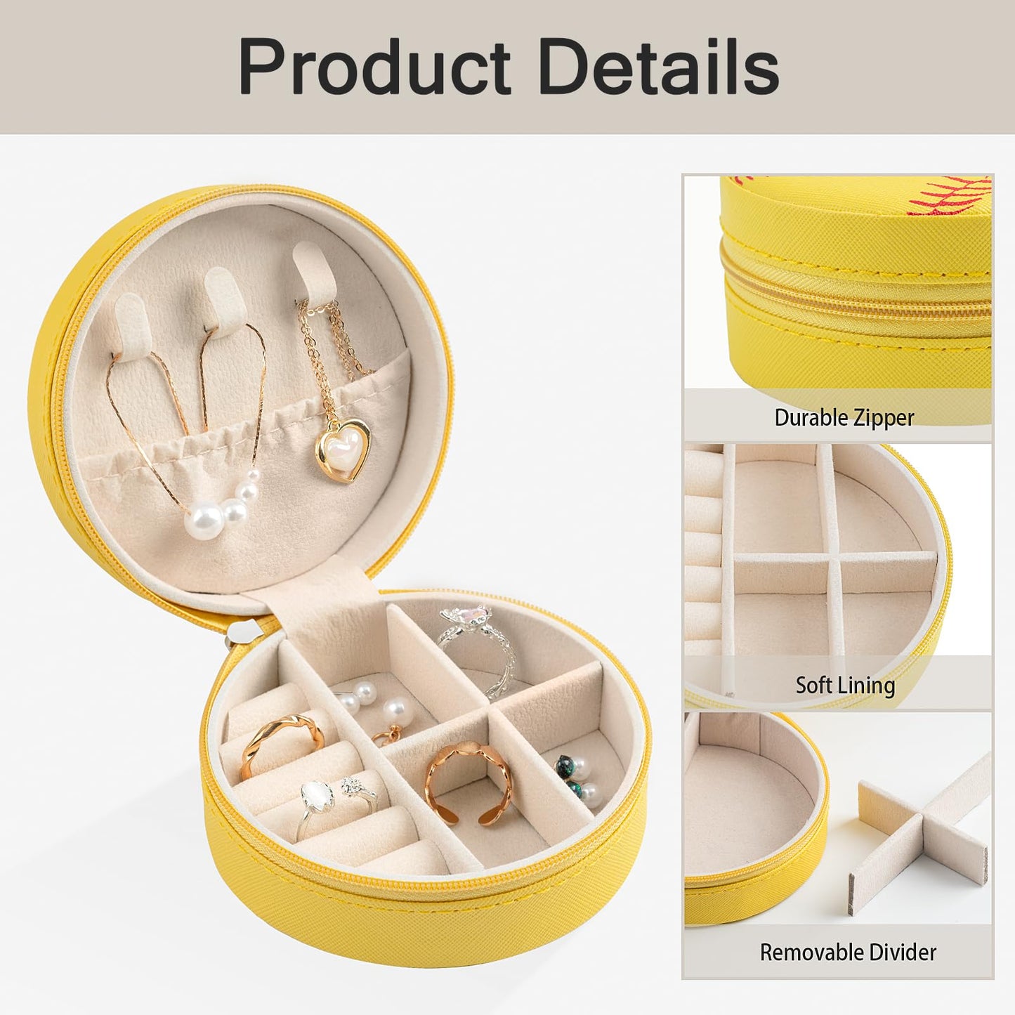 12-Pack Softball Jewelry Box Bulk Team Gifts for Girls, Yellow Round Mini Travel Jewelry Case Organizer for Softball Players Coaches, Senior Night Tournament Gifting, Optic Yellow
