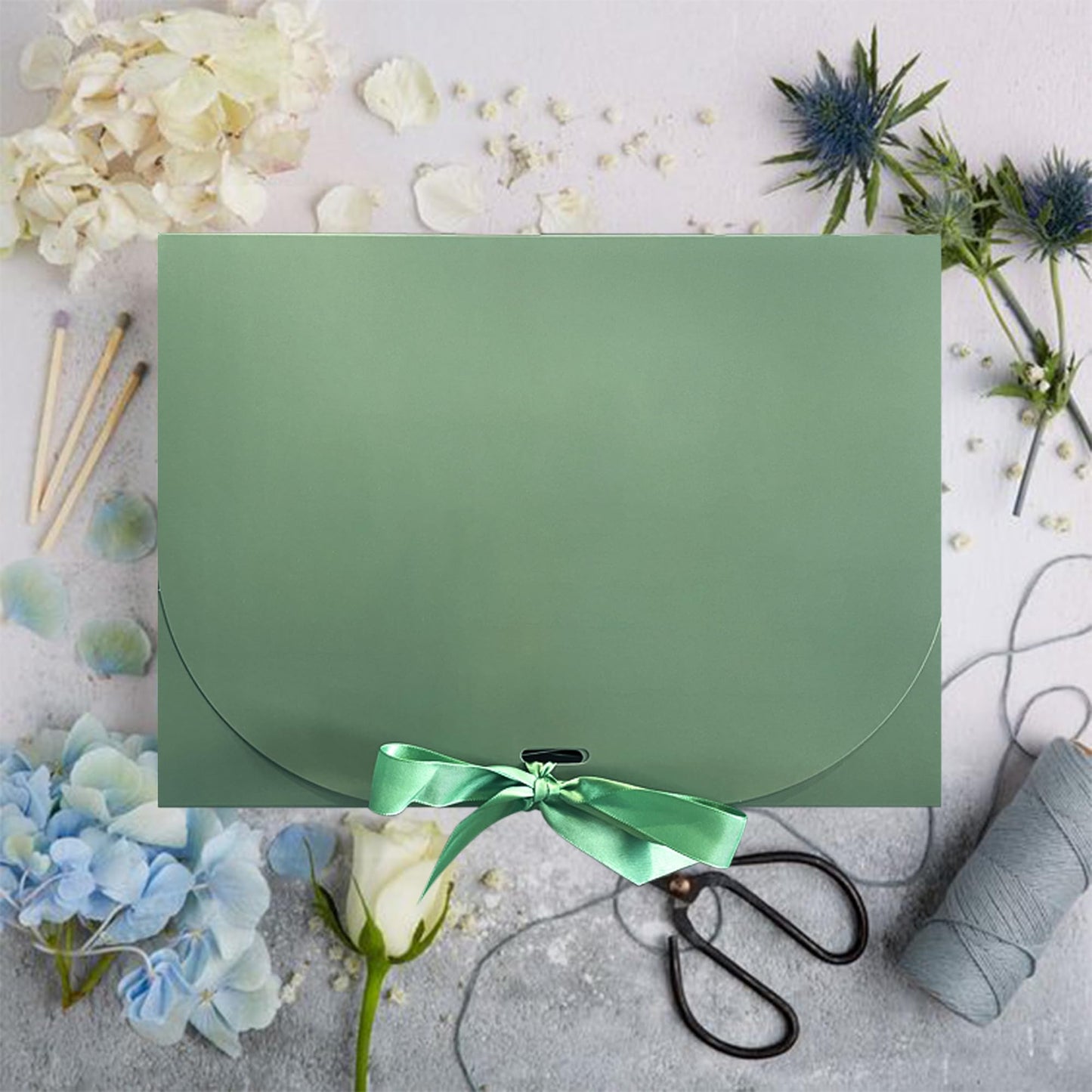 LADY&HOME 10 Pcs Gift Boxes with Lids, Bridesmaid Proposal Box with Ribbon,Paper Boxes for Wedding,Gift Packing,Birthday,Party,Christmas (Sage Green)