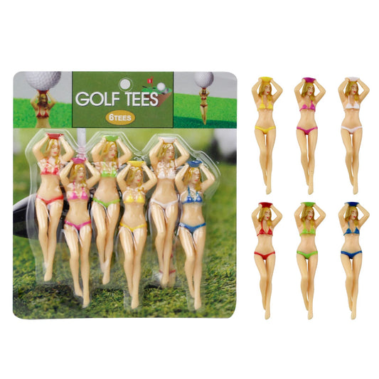 KOFULL Colored Golf Tees, 3 inch Golf Practice Novelty Tees, White Elephant Stocking Stuffer Gifts for Golfer Fun Gift, 6 Pcs