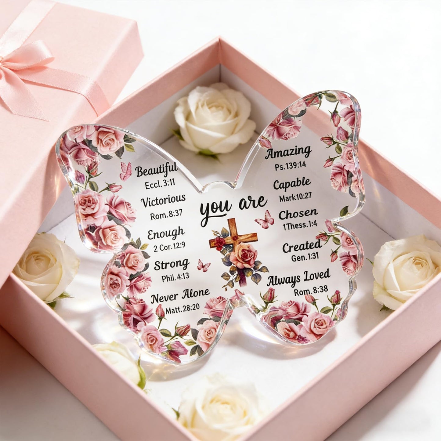 Butterfly Gifts for Women Christian Gifts for Women Faith Birthday Inspirational Spiritual Catholic Gift Best Friend Acrylic Decorations Religious Encouragement Gift For Mom Sister Thanksgiving