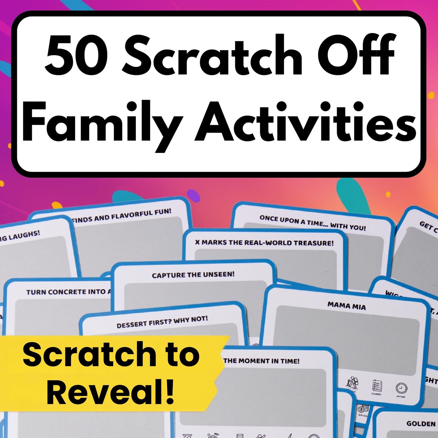50 Family Activities - Adventure Scratch Off Cards for Family Nights - Fun Conversation Cards - Gift for Families - Game Night Gift Basket Idea for Kids and Adults - Unique for Christmas and Birthdays