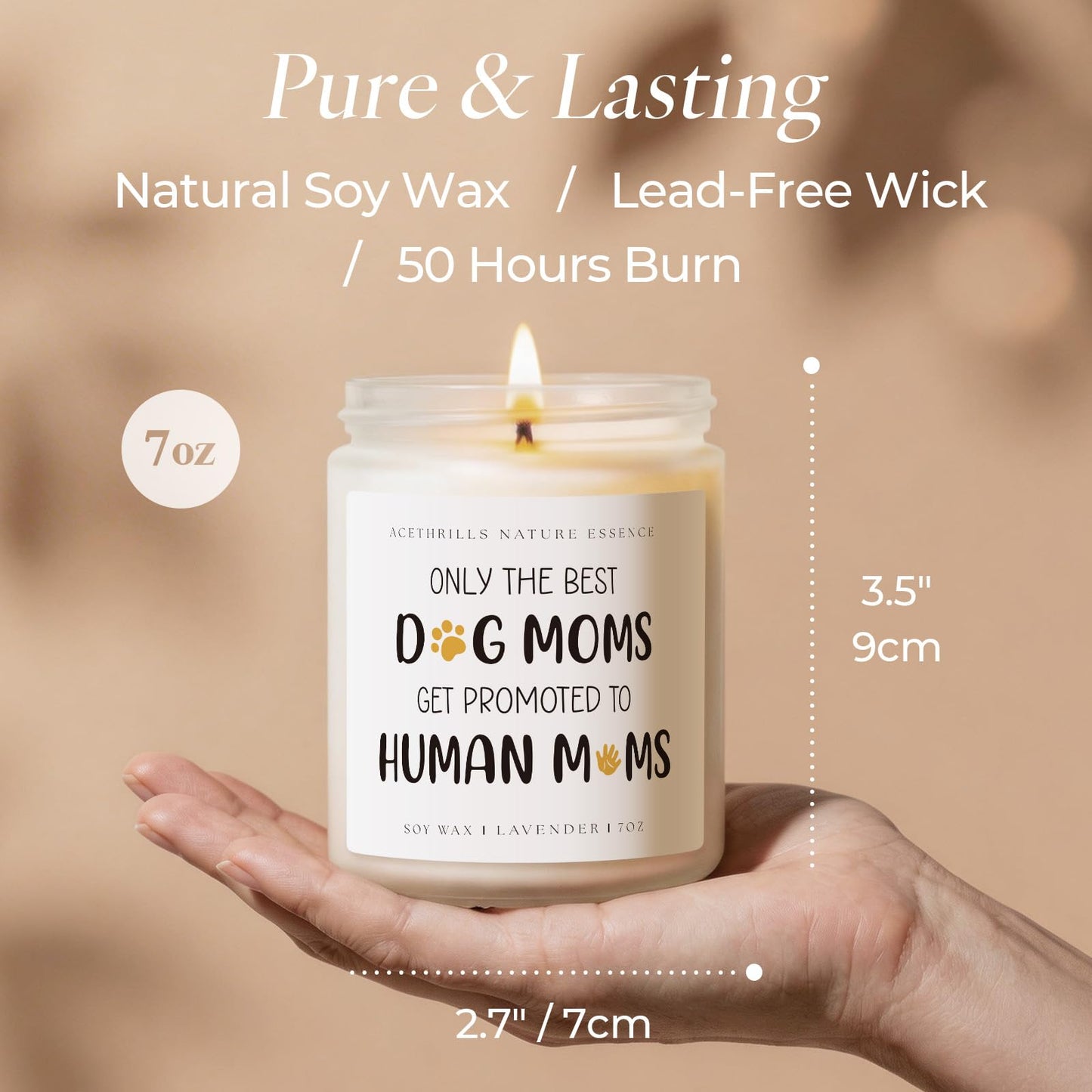 AceThrills New Mom to Be Gift, Pregnancy Gifts for Expecting Mom to Be Gift, Postpartum Gifts for Moms First Time - 7 Oz Lavender Scented Candle (Dog Moms)