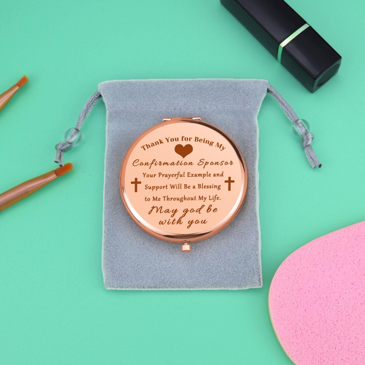 Confirmation Sponsor Gifts Sponsor Gifts Compact Makeup Mirror Sponsor Thank You Gift Christian Faith Gift AA Sponsor Gift NA Addiction Recovery Gift Folding Makeup Mirror Birthday Gifts