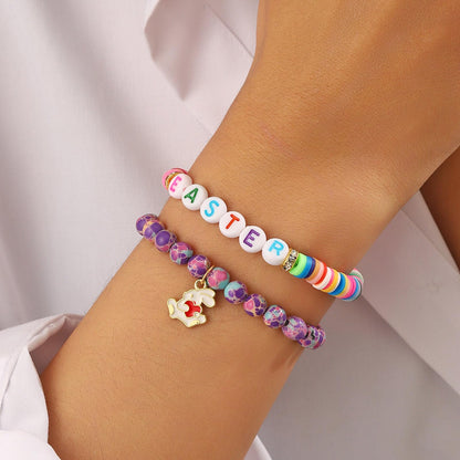 Smilelife Easter Gifts for Teen Girls & Women - Bunny Beaded Bracelet Set - Perfect Easter basket stuffers (Emperor Stone)