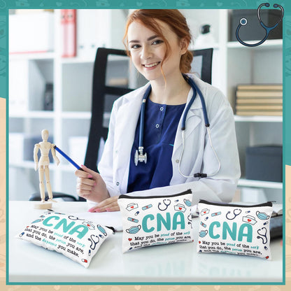 10 Pcs Happy CNA Week Gifts Bulk Cosmetic Bag Nursing Assistant Appreciation Makeup Bag for Nurses Women