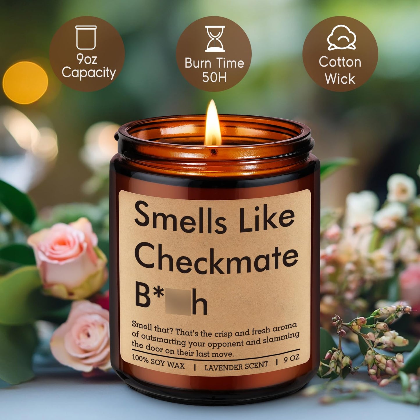 Fairy's Gift Smells Like Checkmate Candle, Chess Lovers Gifts, Chess Player Gifts for Men Him Women, Funny Mothers Day, Birthday Presents for Board Game Lover, Grandmaster, Boyfriend Husband Friend