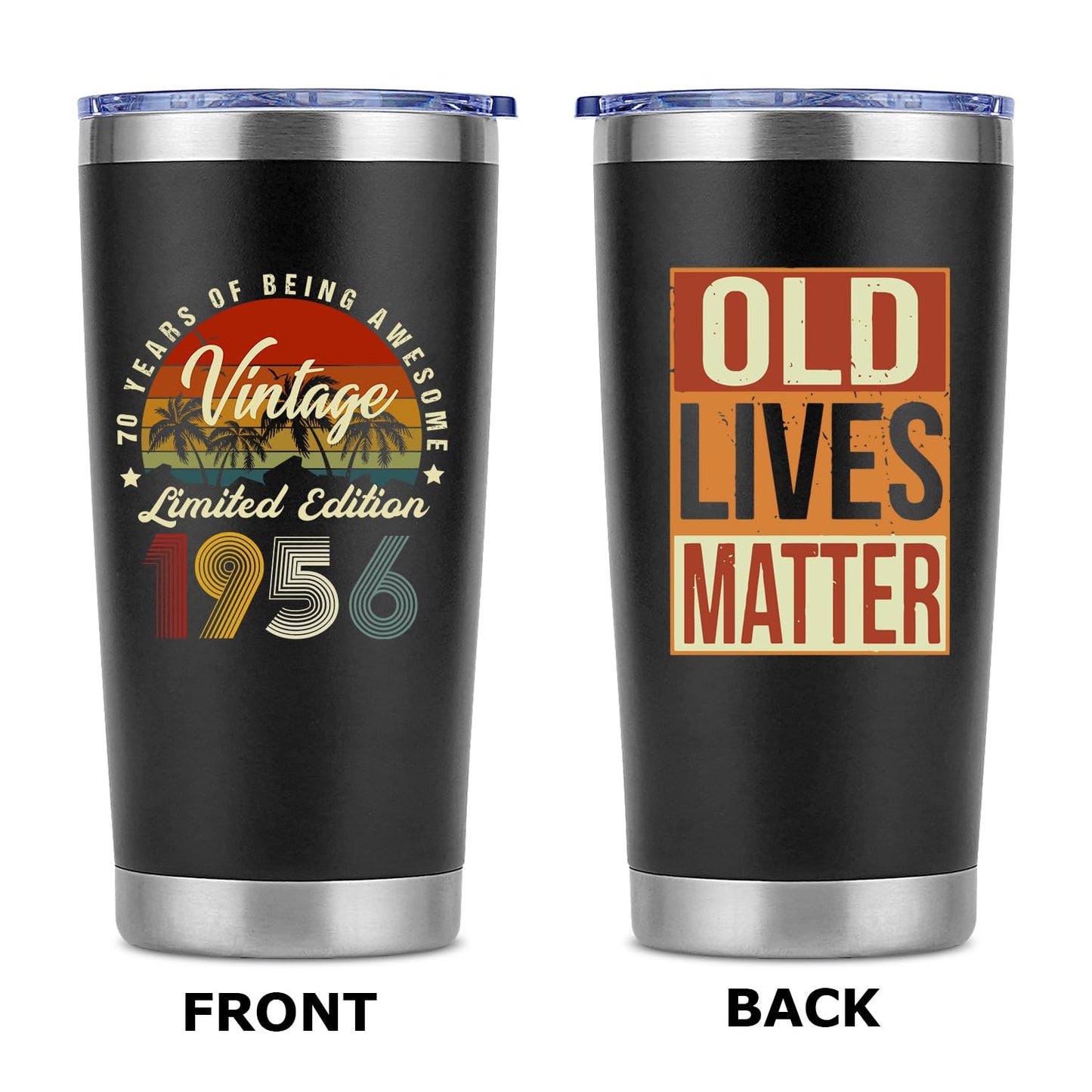 Funny 70th Birthday Gifts for Men,70 Year Old Birthday Gifts for Men,Cool Gifts for 70 Year Old Man,Mens 70th Birthday Gift Ideas for Dad Husband Friend Grandpa-20 Oz Vinatge 1956 Tumbler