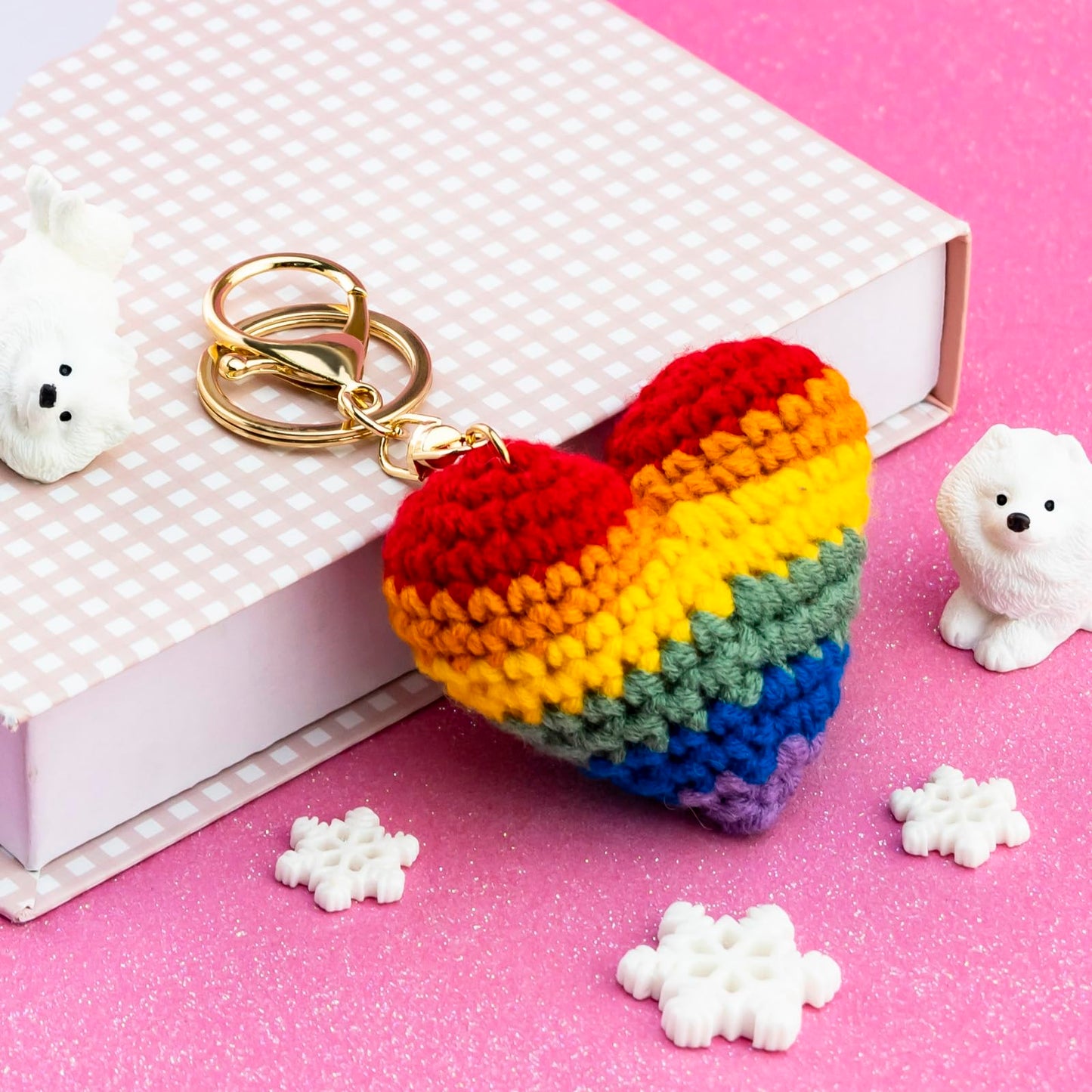 Lesbian Stuff LGBTQ Gifts for Girlfriend Boyfriend Crochet Rainbow Keychain Lesbian Gifts Gay Pride Accessories