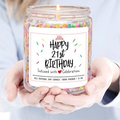 Homsolver 21st Birthday Gift for Her, Perfect Ideas Happy Birthday Presents for Women, Friends, Sister, Daughter, Vanilla Cream Scent Handmade Aromatherapy Candle Decorations