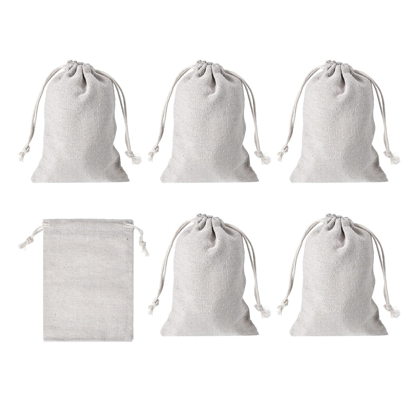 PATIKIL 6"x4" Coin Sacks Bag, 6Pcs Bank Coin Deposit Change Transit Canvas Money Bags with Drawstring Gift Sacks Style 1, White
