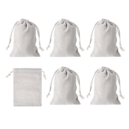 PATIKIL 6"x4" Coin Sacks Bag, 6Pcs Bank Coin Deposit Change Transit Canvas Money Bags with Drawstring Gift Sacks Style 1, White
