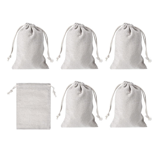 PATIKIL 6"x4" Coin Sacks Bag, 6Pcs Bank Coin Deposit Change Transit Canvas Money Bags with Drawstring Gift Sacks Style 1, White