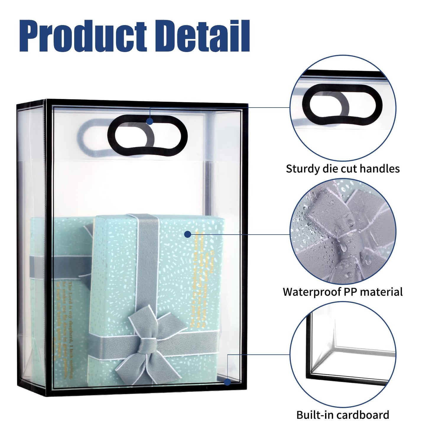 GAWBYET 24 Pcs Clear Plastic Gift Bags with Handles, Reusable Party Favor Bags With ribbons and cards for Mother's Day, Birthday, Wedding,Bachelorette Party,(7 x 10 x 3.15 Inch)