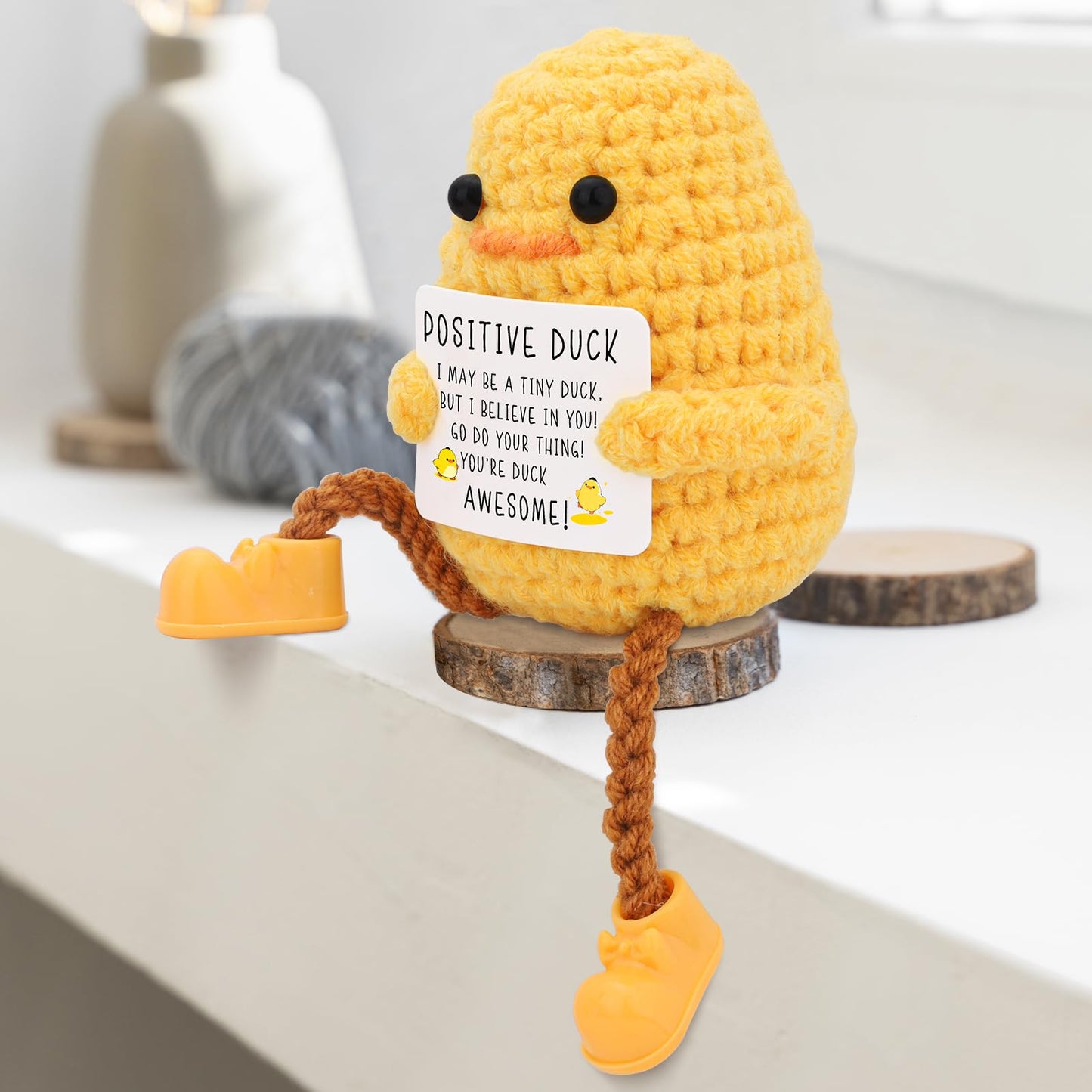 BILOLLY Birthday Gifts for Women Men Long Legged Cute Support Duck, Friend Colleague Teacher Graduation Gifts, Handmade Emotional Cheer Support Positive Funny Gift