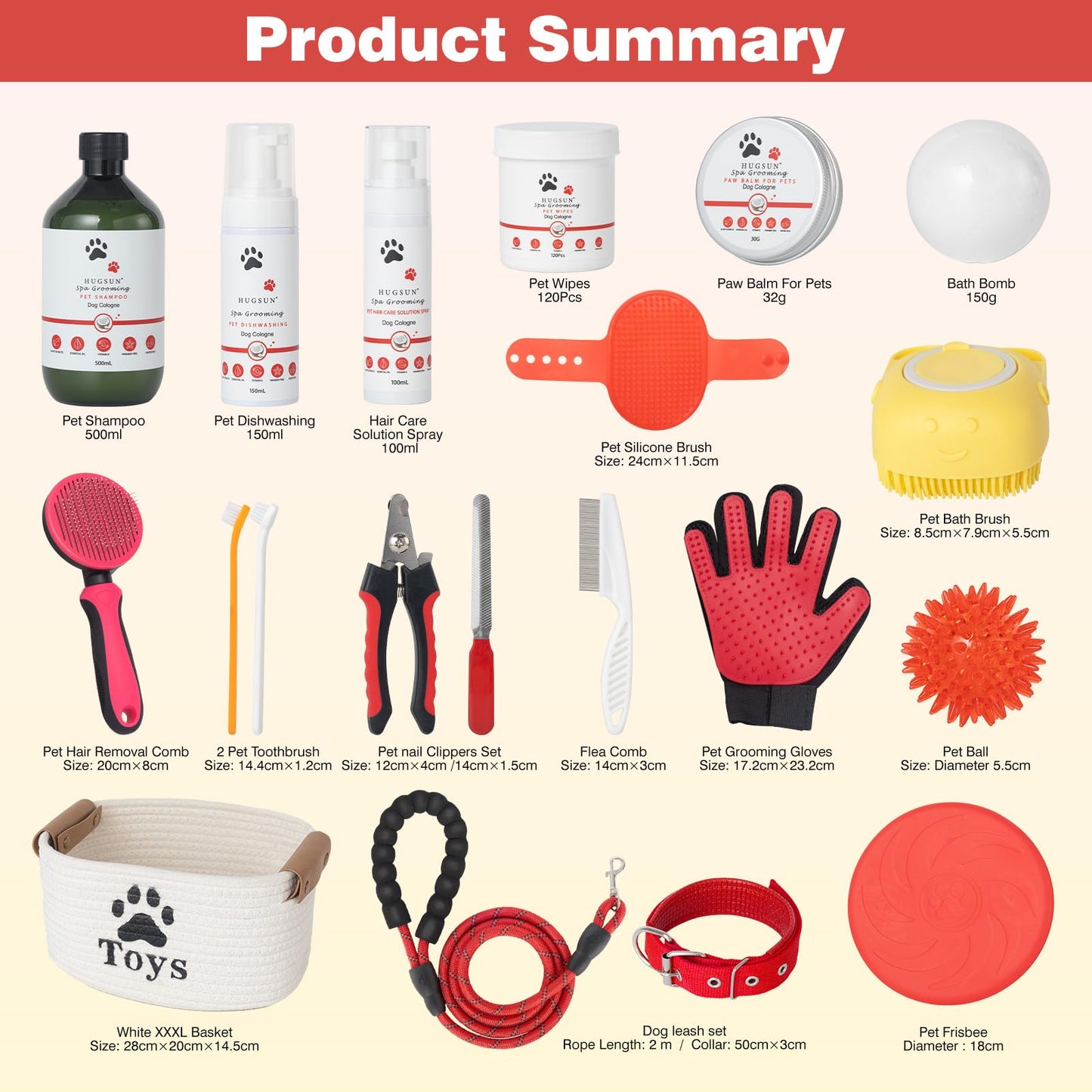 XXXL 20 Pieces Dog Gift Basket for Dogs, Pet Spa Gift Set with Shower Gel, Shampoo, Toys, Plush, Rubber, Rope, Training Toys, Birthday Gifts for Pet