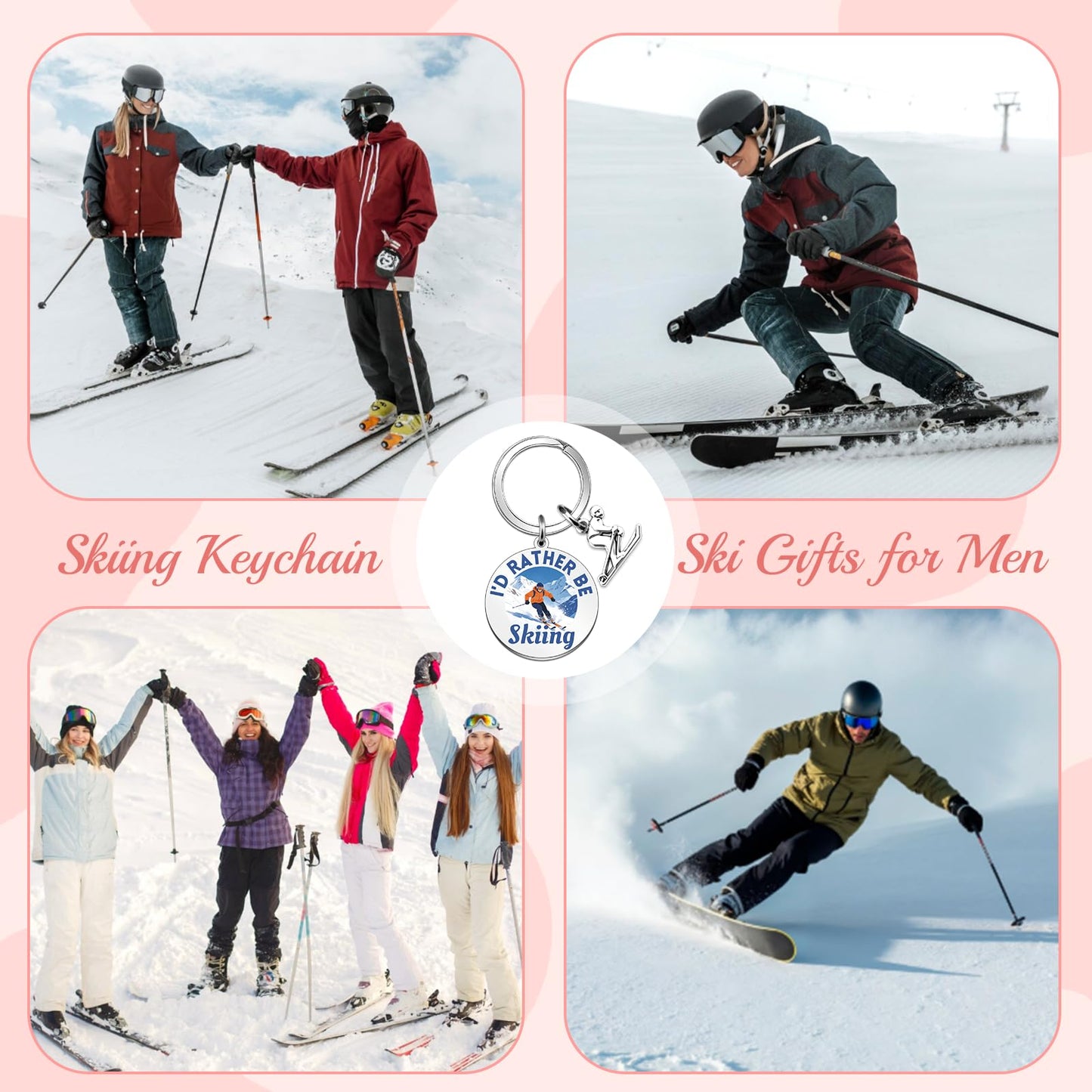 Ski Gifts for Men Women Skiing Accessories Keychain Snowboarding Gifts for Men Ski Gear Decor Birthday Christmas Gift for Skiers Skiing Stuff