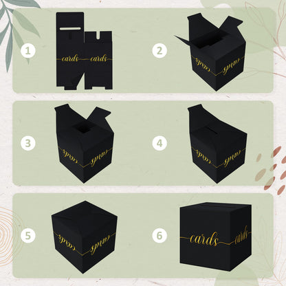 QIKSION Black Graduation Card Box, Gold Foil Gift Card Box for Party Decorations, Wedding Reception, Birthday, Baby & Bridal Shower, Anniversary, Retirement