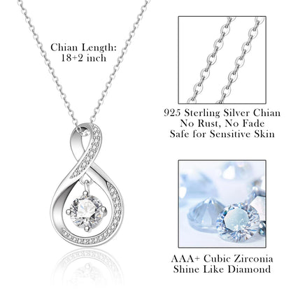 EPIRORA Gifts for Mom- Cubic Zirconia Love Knot Pendant Necklace for Mom/ Mother in Law/ Boyfriend's Mom/ Mother of the Bride/ Mother of the Groom, Dainty Jewelry Gifts for Wedding Birthday Christmas, 18"