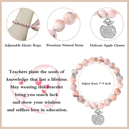 U-Zomir Teacher Appreciation Gifts for Women, Teacher Gifts Natural Stone Bracelet with Message Card for Appreciation Week Christmas Valentines from Student