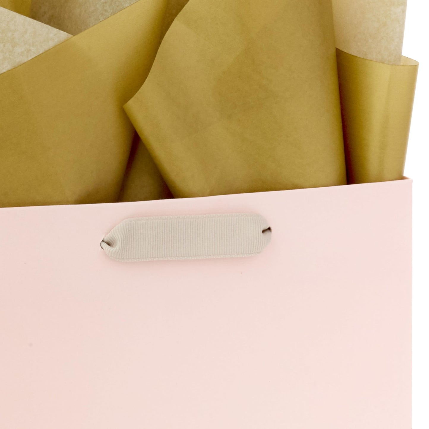 Hallmark Signature Studio 7" Medium Square Gift Bag with Tissue Paper (Coral, Blush Pink, Gold Stripes) for Valentine's Day, Birthdays, Mother's Day, Bridal Showers, Weddings, Baby Showers and More