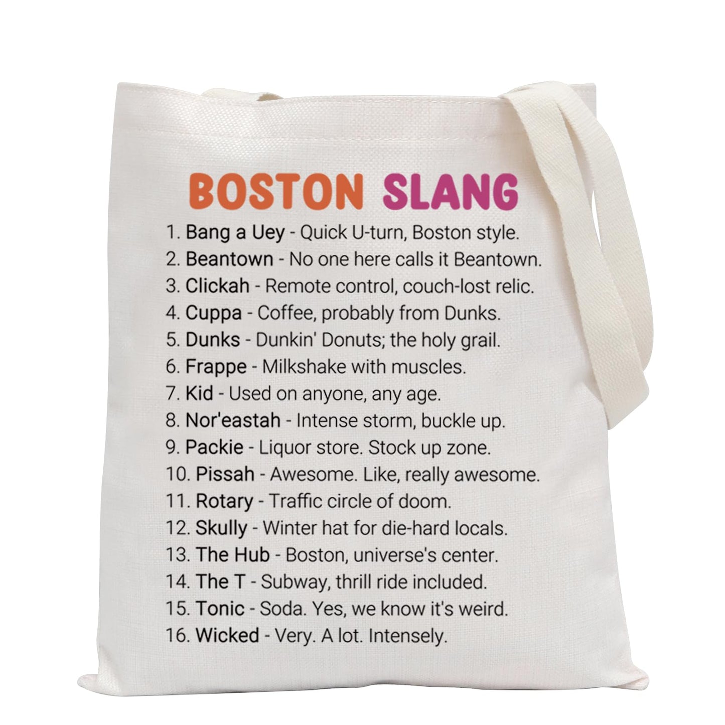 POFULL Boston State Trip Merch Massachusetts Gift New England Gift Boston Slang Tote Bag