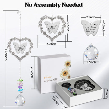 80th Birthday Gifts for Women, Happy 80th Birthday Suncatcher for Her, Thoughtful 80 Bday Crystal Ornament for Wife, Mom, Grandma, Sister, Aunt, Turning 80 Year Old Rainbow Marker